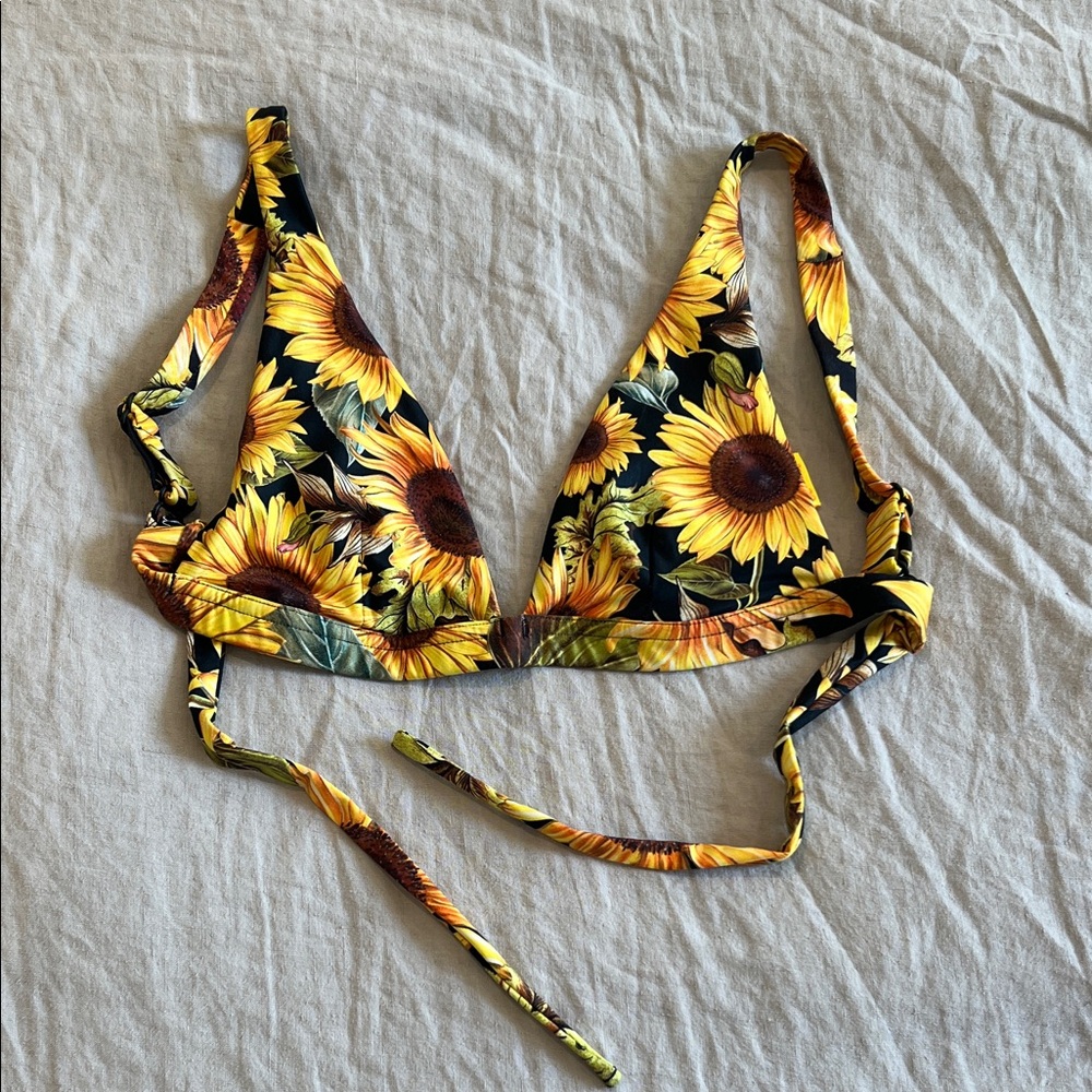 Agua Bendita Sunflower Triangle Bikini Top - Yellow, Black